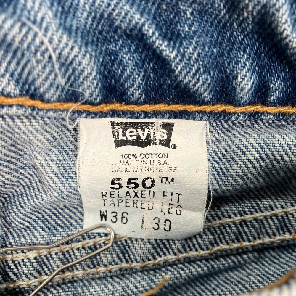 Vintage Levi Mens 36x30 (Fit 32x30) 550 Relaxed Tapered Jeans Blue Made USA 90's - Picture 7 of 10